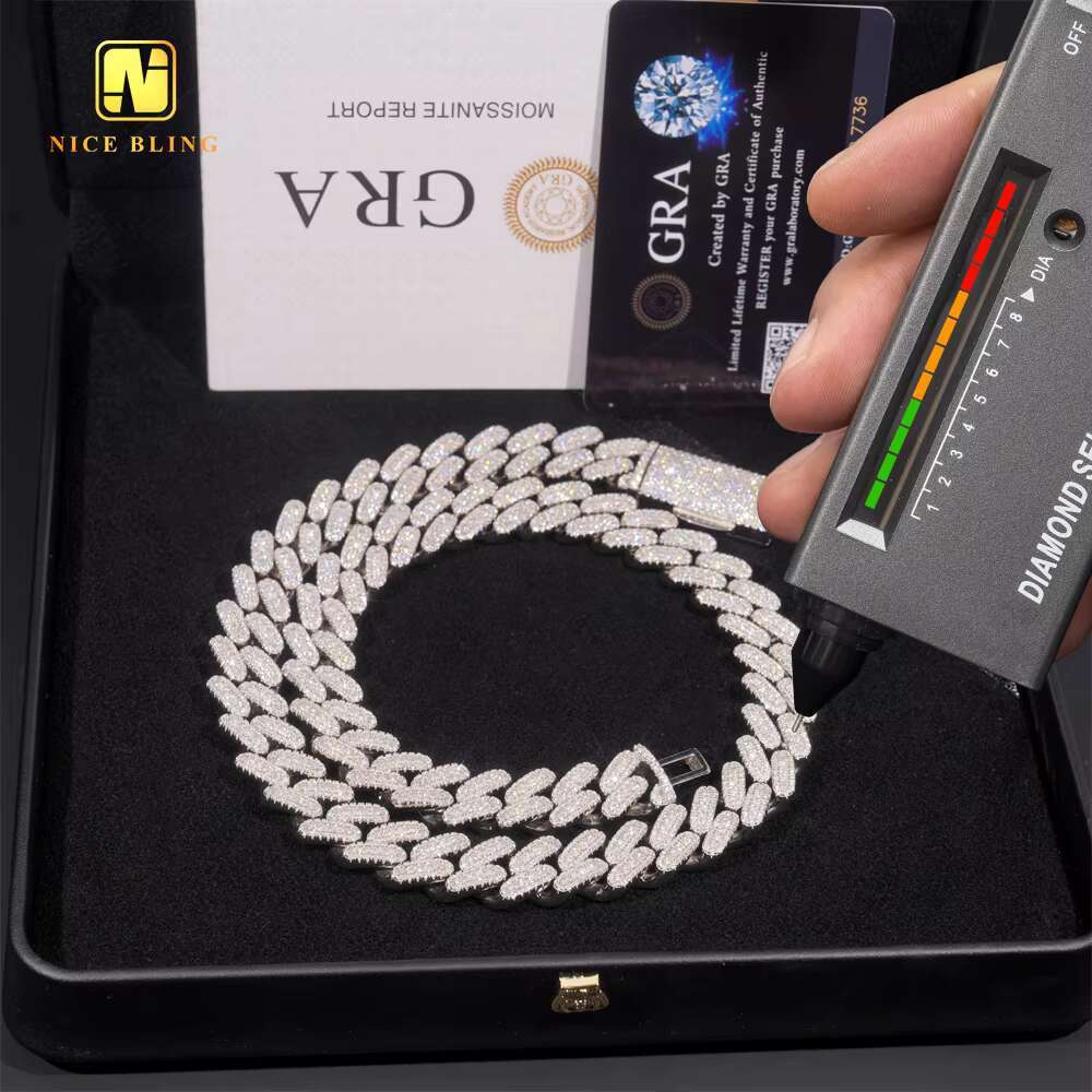 Wholesale Jewelry Moissanite Hip Hop Jewelry 925 Silver VVS Necklace Iced Out Cuban Link Chain