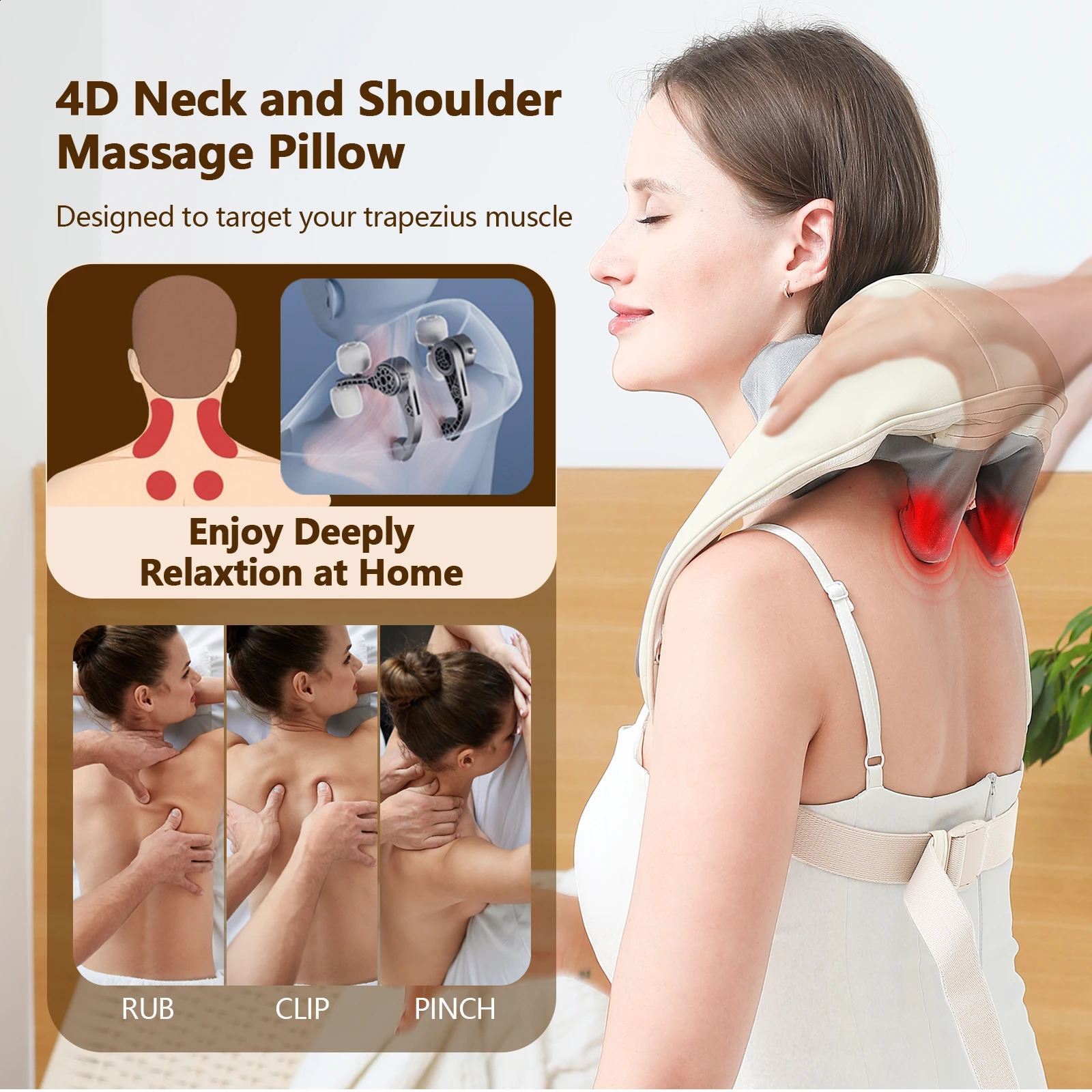 Wireless Neck And Back Massager Neck And Shoulder Knead ing Massage Shawl Neck Cervical Relaxing Trapezius Massager 250519