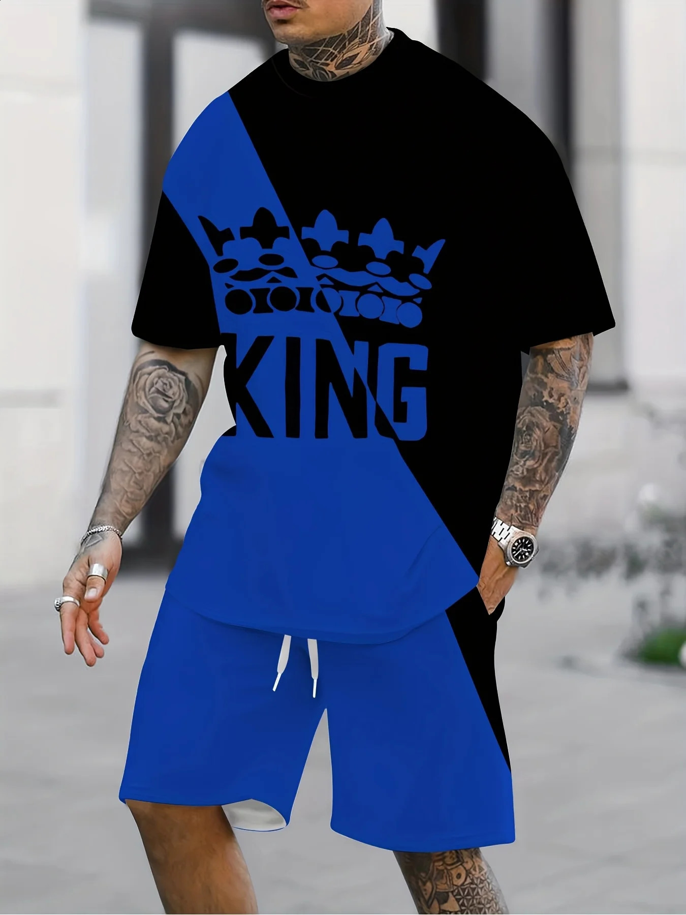 Summer 2025 mens suit 3D printed outdoor casual fashionable simple and breathable polyester wear 250520Z