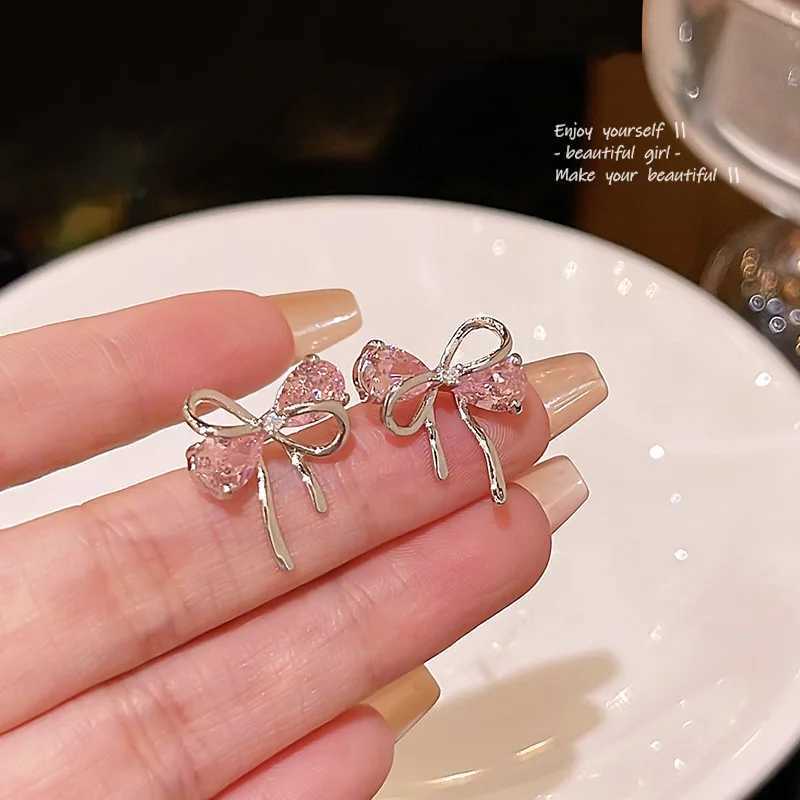 New 925 Sterling Silver Hoop Earrings Bowtie Ribbon Pearl Drop Golden For Women Girl Gift Jewelry Dropshipping Wholesale L250527