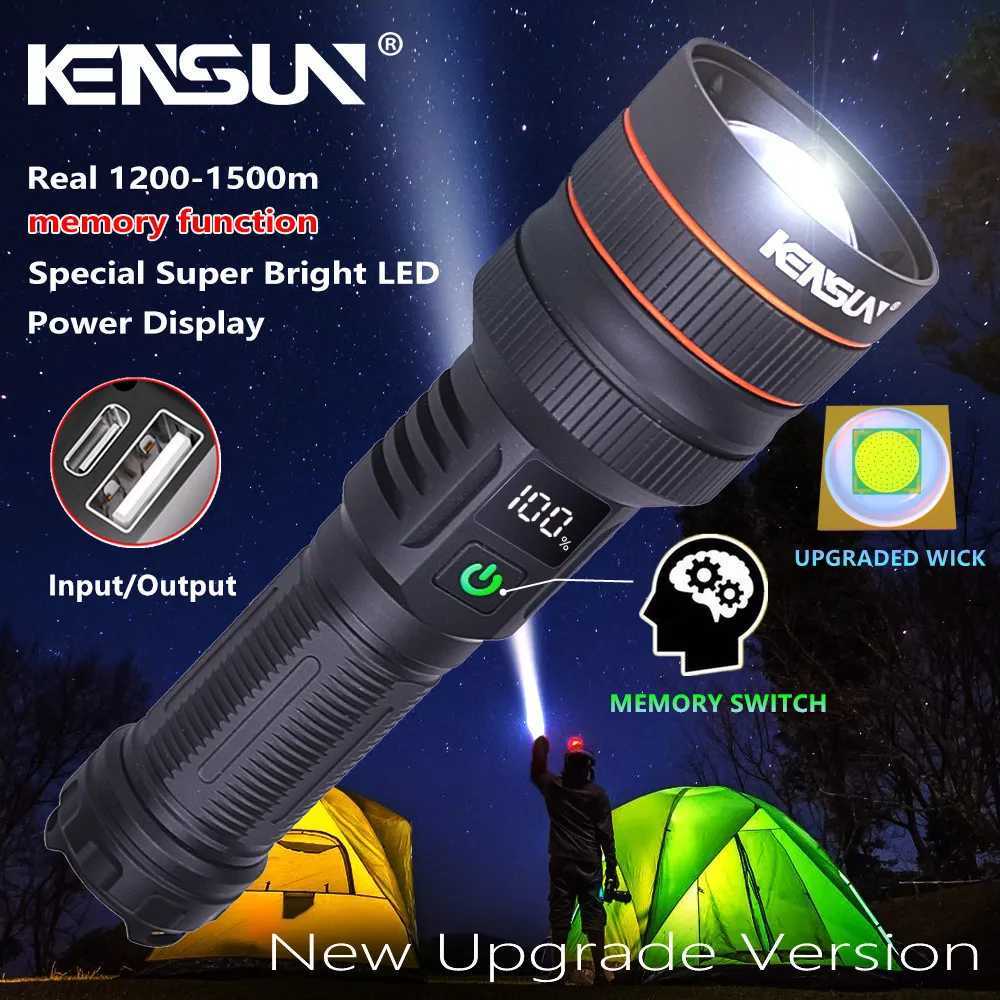 Bright Spotlight Long Range LED Flashlight Type-C Charging Strong Light Lamp Tactical Torch Waterproof Zoom Outdoor LanternXJ250529