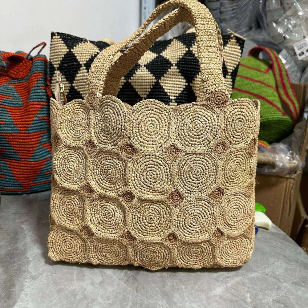 Bohemian Raffia Straw Handmade Woven Tote For Women Handbag Summer Travel Beach Bag Designer Shoulder Bags Shopper NEW