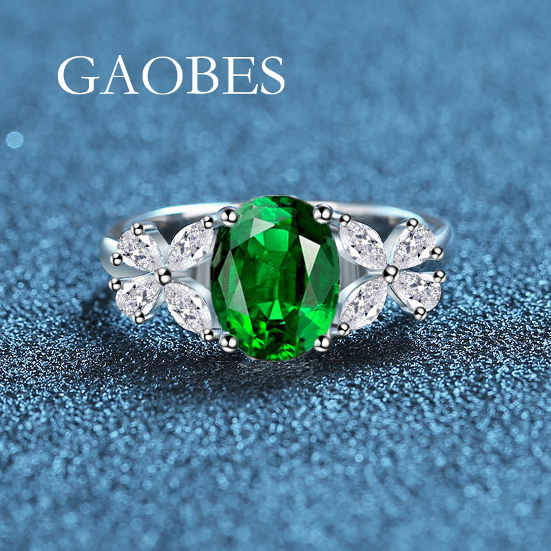 S925 Sterling Silver Minimalist Blue and Green Gemstone Ring, Elegant Korean Style Jewelry for Women, Luxury Fashion Ring