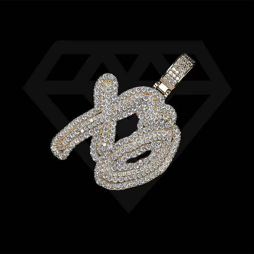 Customized Brass Iced Out Cubic Zircon Dia Sier Gold English Letter XO Pendant