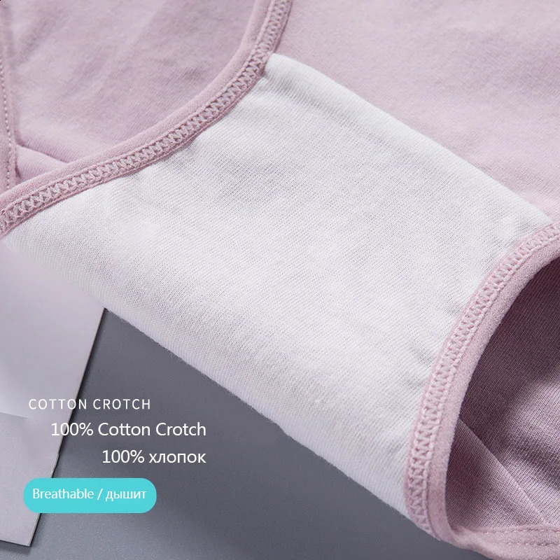 4Pcs High Waist Cotton Women Panties Body Slimming Underwear Breathable Fashion Print Briefs Girls Underpants Female Lingerie 250526