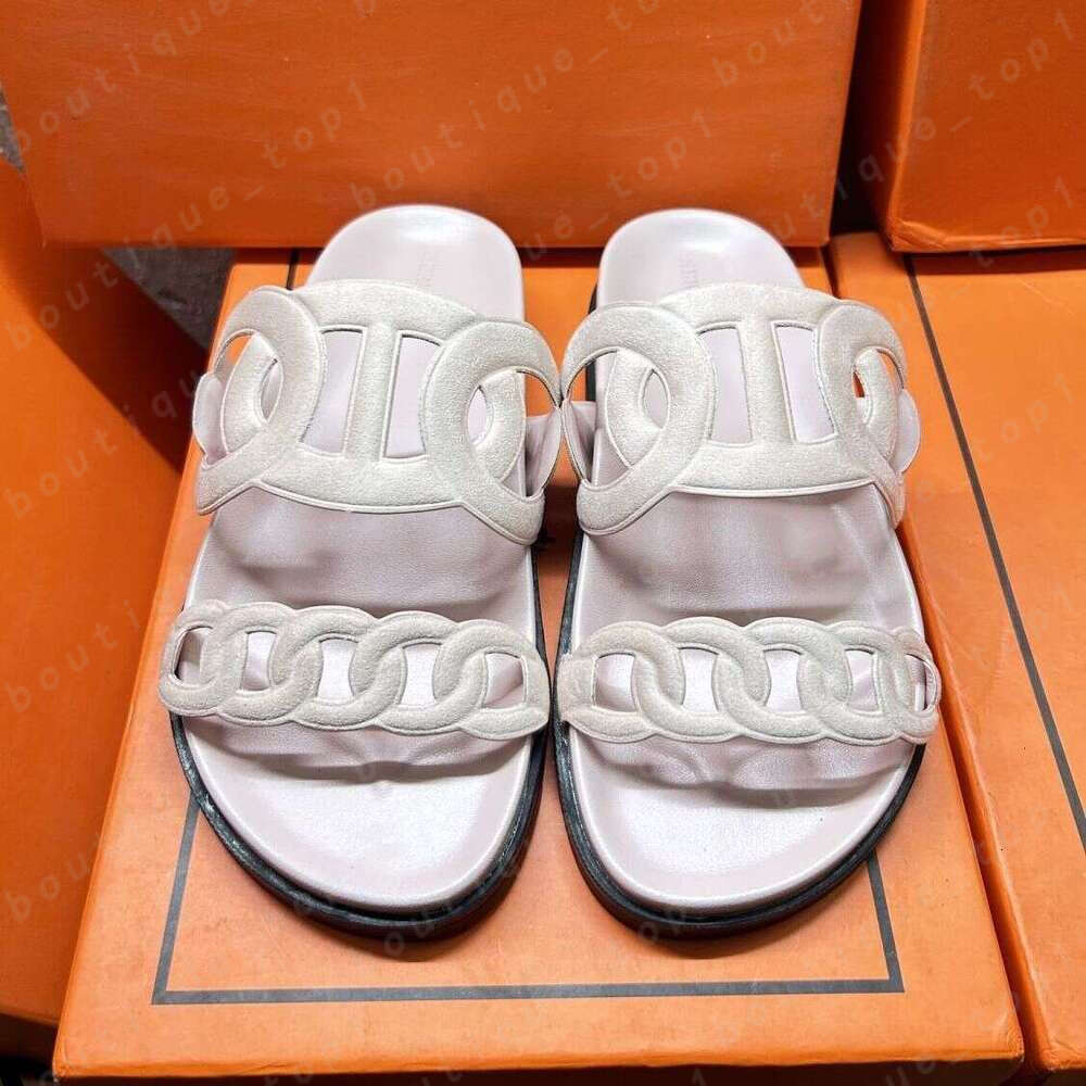 Hermely Sandals Chypre Designer Sandals Slides Slipper Flat Sandals Oran Women Leather Slippers Letter H Slides Sandals Summer Beach Slide Flip Flop Sandalen 506