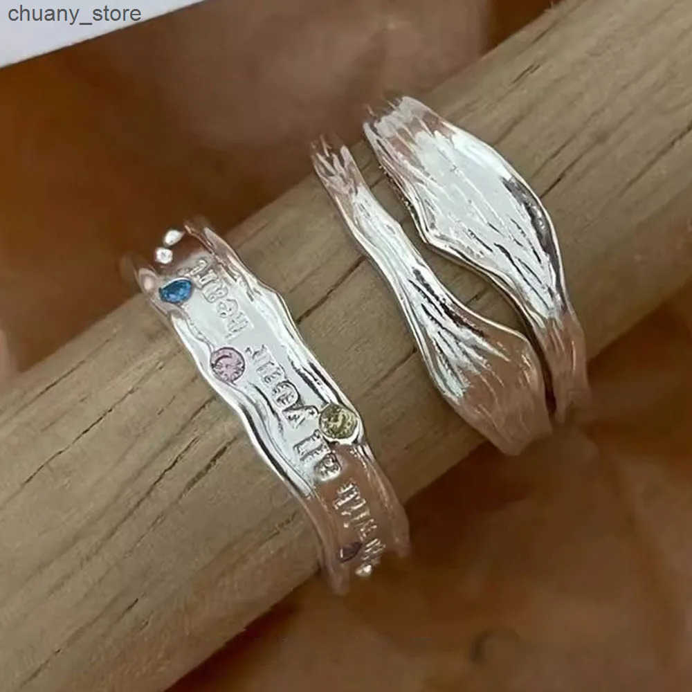 925 Sterling Silver Rings for Women Couple Minimalist Handmade Simple Letters Zircon Ring Party Jewelry Gift Prevent Allergy z250529WIDO