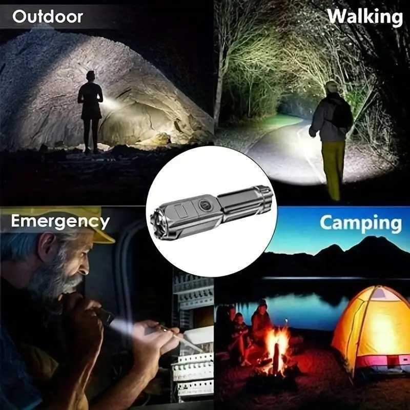 1/2pc Strong Light Zoom Flashlight Outdoor Multifunctional Portable Household Small Flashlight Telescopic Zoomable Lighting XJ250529