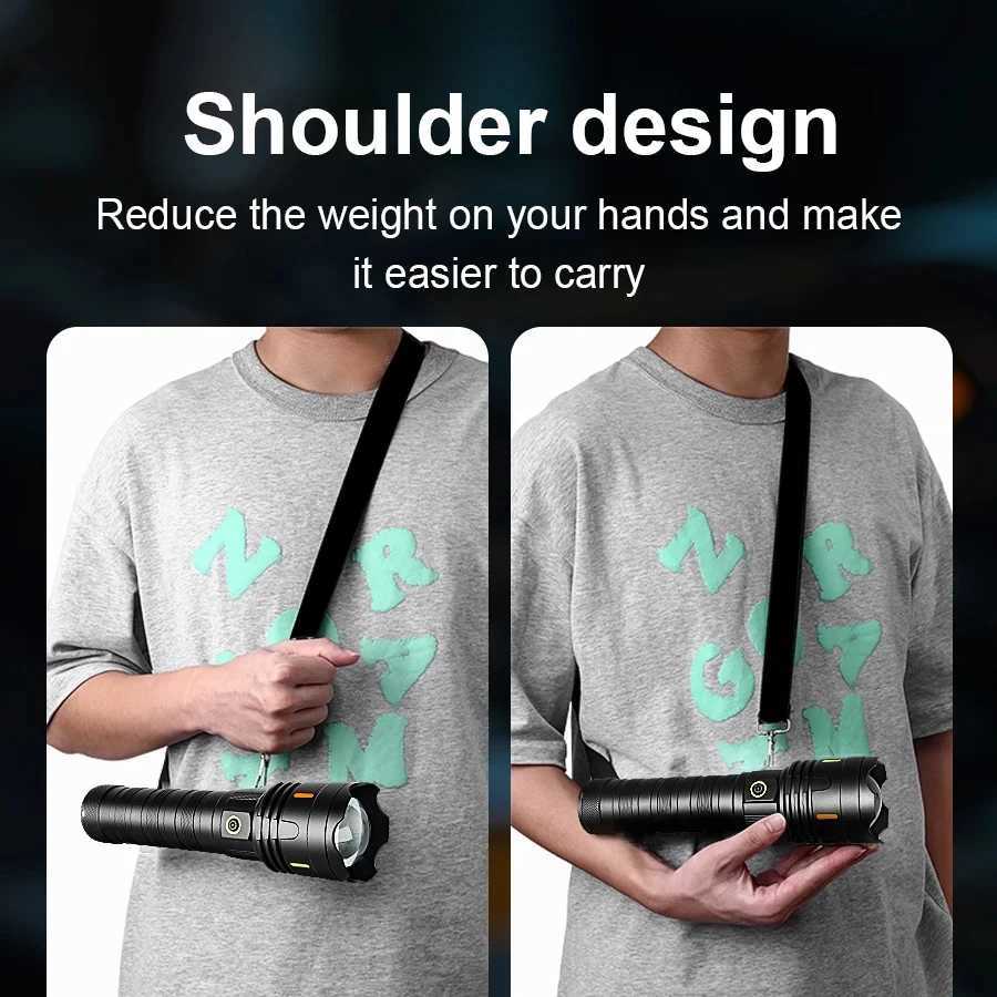 High Power.1000000LM Flashlight Rechargeable Strong Light Super Bright Lamp 1000mAh Military Tactical Lantern Camp Outdoor TorchXJ250529