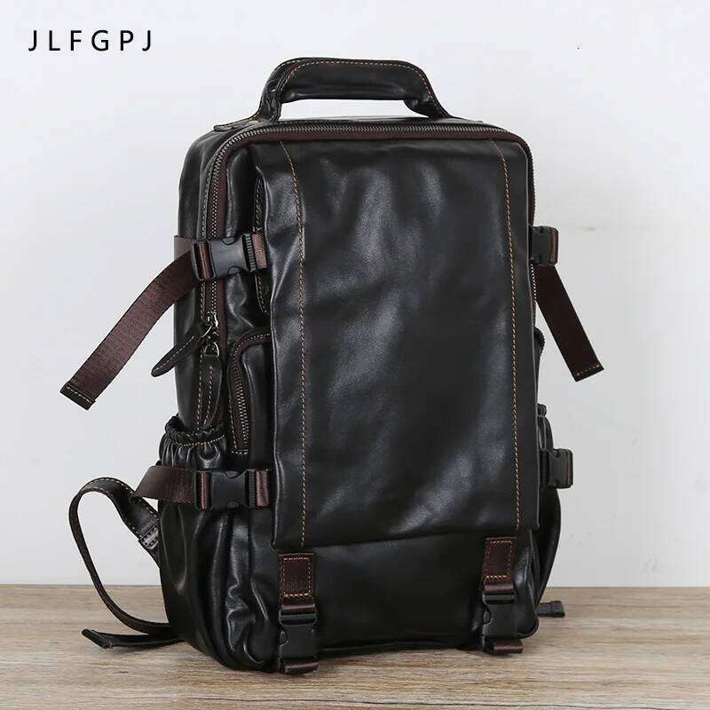 Retro First Layer Cowhide Men's Multifunctional Large Capacity Genuine Leather Leisure Travel Backpack
