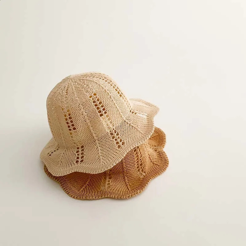 Arrived Baby Sun Hat Girls Mesh Fisherman Hat Outing Breathable Sun Protection Summer Cap Ruffled Flower Shape Bucket Cap 250527