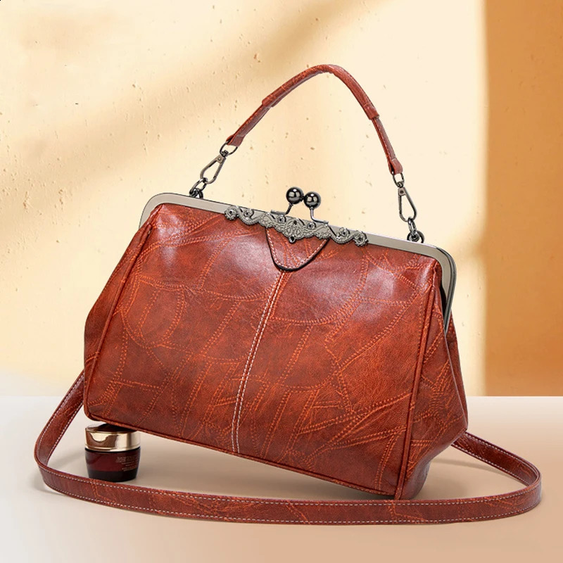 Vintage Simple Style Women Shoulder Bag High Quality PU Leather Lady Crossbody Fashion Boston n Handbag Tote Purse 250528