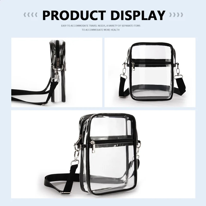Clear Crossbody Purse Bag Stadium Approved with Front Pocket for Concerts Sports Festivals Holiday Beach Waterproof Bag 250528