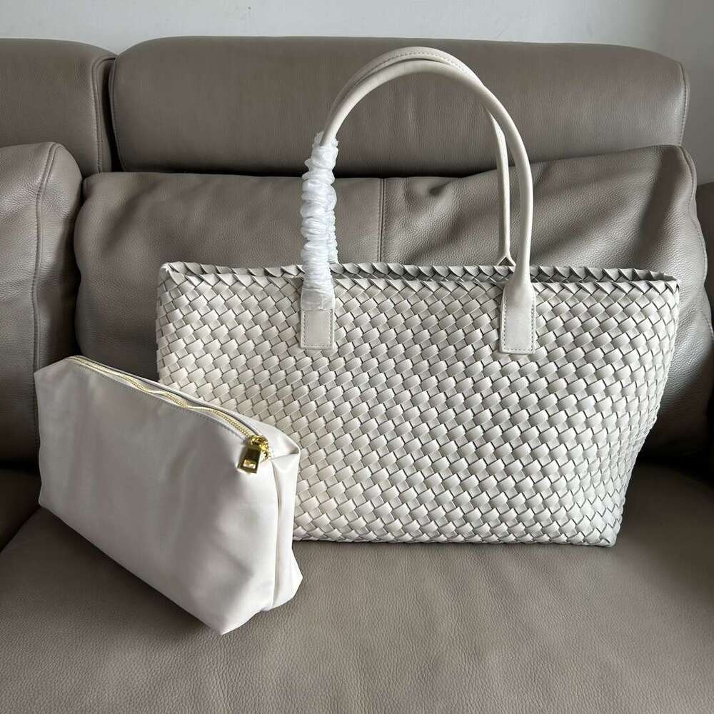 Tote Bag Braided Handbag Autumn Winter Genuine Leather Woven Large Capacity Mother And Child Tote Handheld Shoulder Underarm Grocery Basket Mommy Bag 