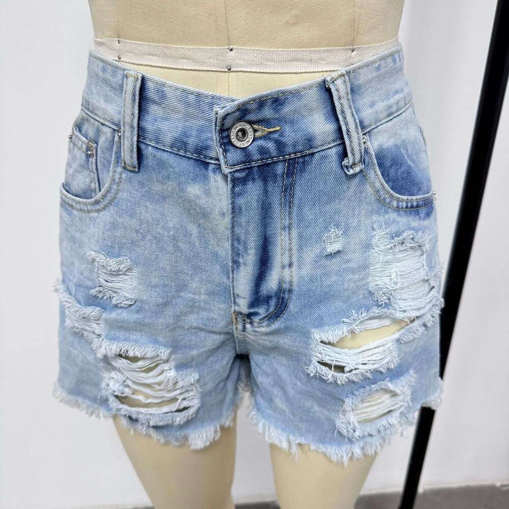 Shorts Women Denim Shorts YI High Waist Ripped Fringe Denim Shorts For Women Hot Pants Already Shipped Jean Shorts