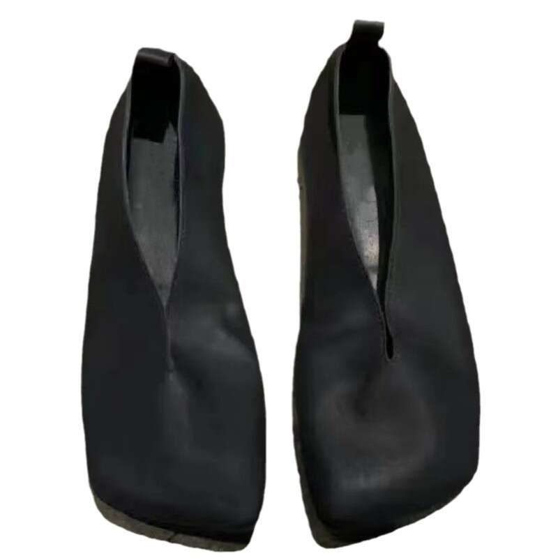 Genuine Leather Niche Dark Avant-Garde Square Toe Ballet Flat Shoes for Women Summer Autumn Comfortable Slip-On Loafers