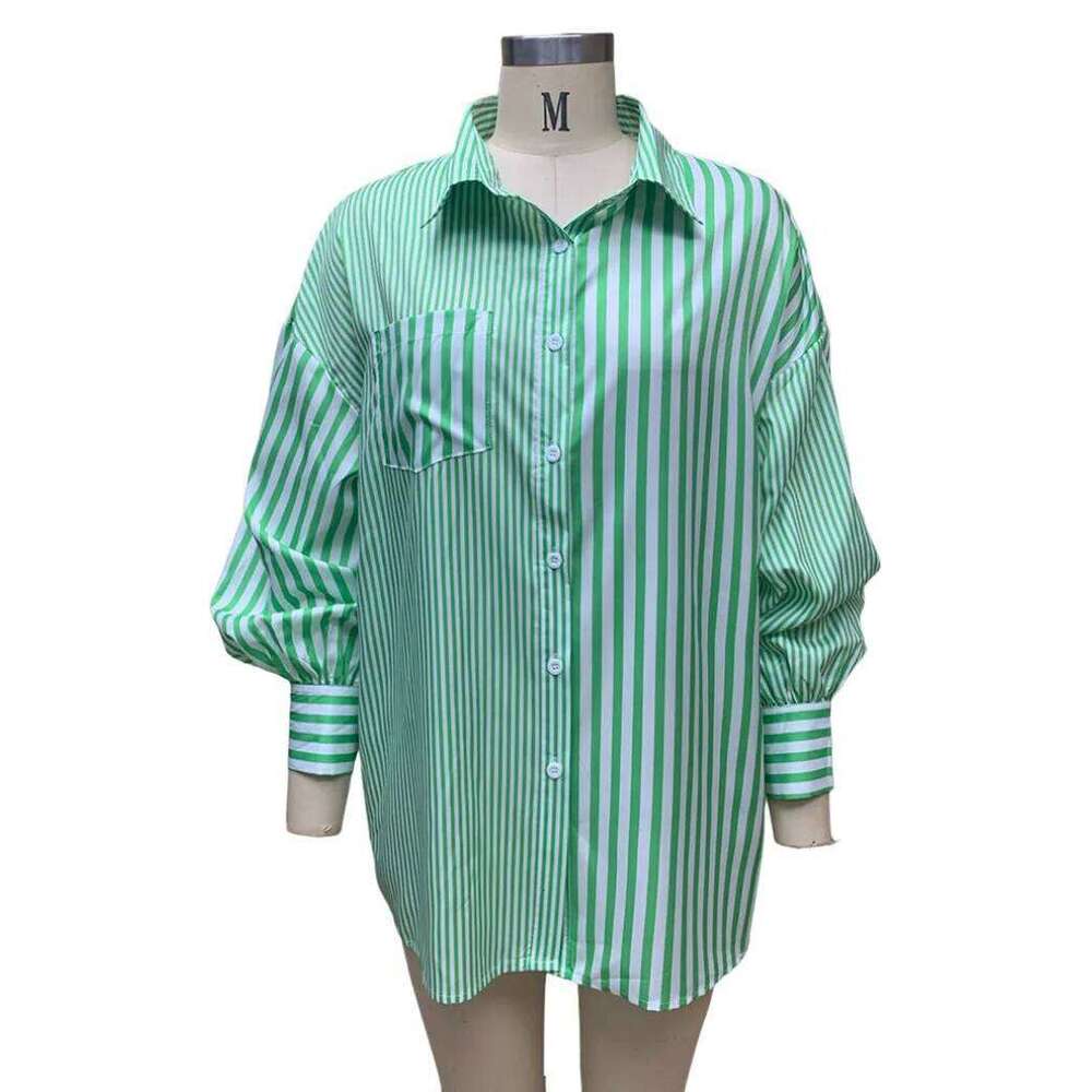 Women's Wear Spring New Women's Clothing Fashion Temperament Lapel Loose Long-Sleeved Striped Shirts For Women