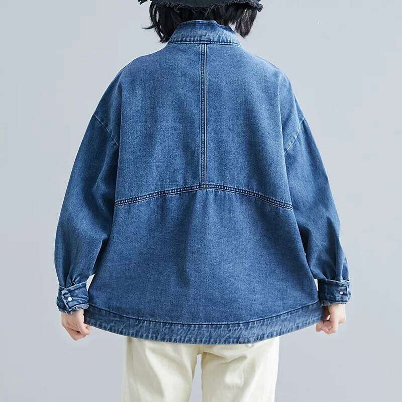 long sleeve jean jaket causal loose spring autumn denim Jacket Coat women Clothes Cardigan Outerwear
