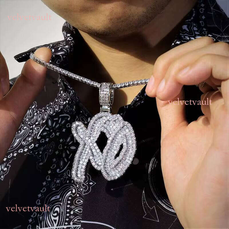 Customized Brass Iced Out Cubic Zircon Dia Sier Gold English Letter XO Pendant