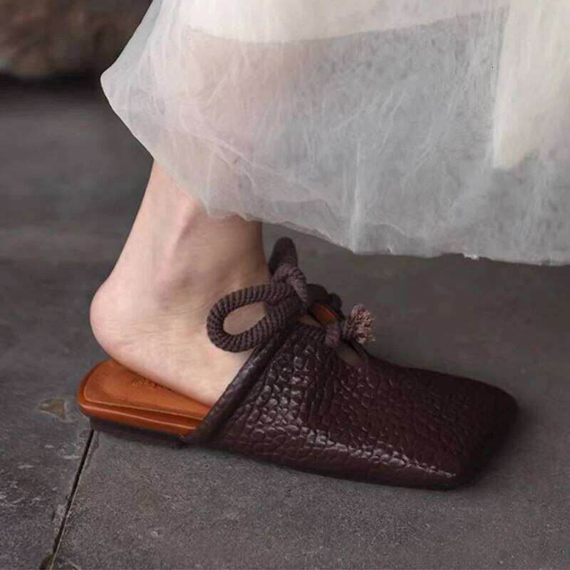 Square Toe Flats Slippers Women Designer Mules Shoes Fashion Casual Sandals 2025 Summer Slingback Flip Flops Sandalias De Mujer