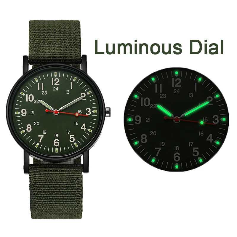 YIKAZE Military Mens Watches Luminous Shock Resistant Men Sports Watches Canvas Strap Simple Outdoor Quartz Wristwatch for man W250529