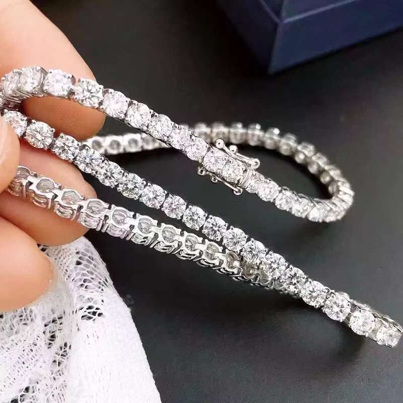 New Round Design 3mm 6.5inch Necklace Hip Hop 925 Sterling Silver Moissanite Bracelet Tennis Chain