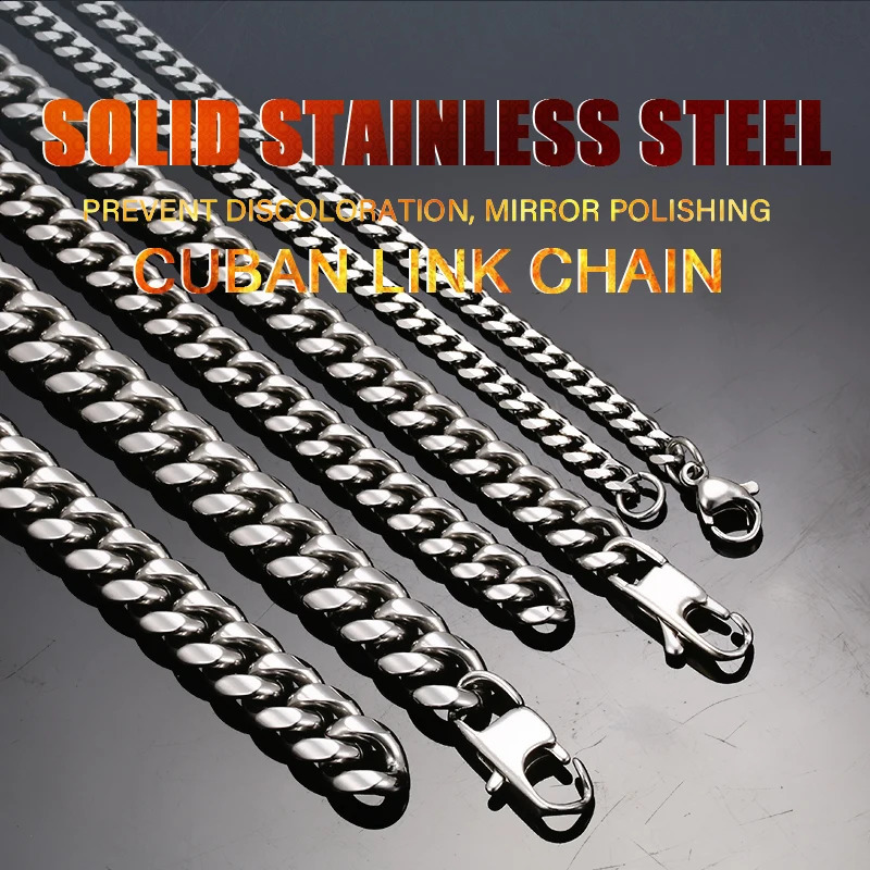 m 6mm Wide Stainless Steel Chain Cuban Link Chains Chokers Necklace For Mens Jewelry Silver Plated Solid Metal Fashion 250519