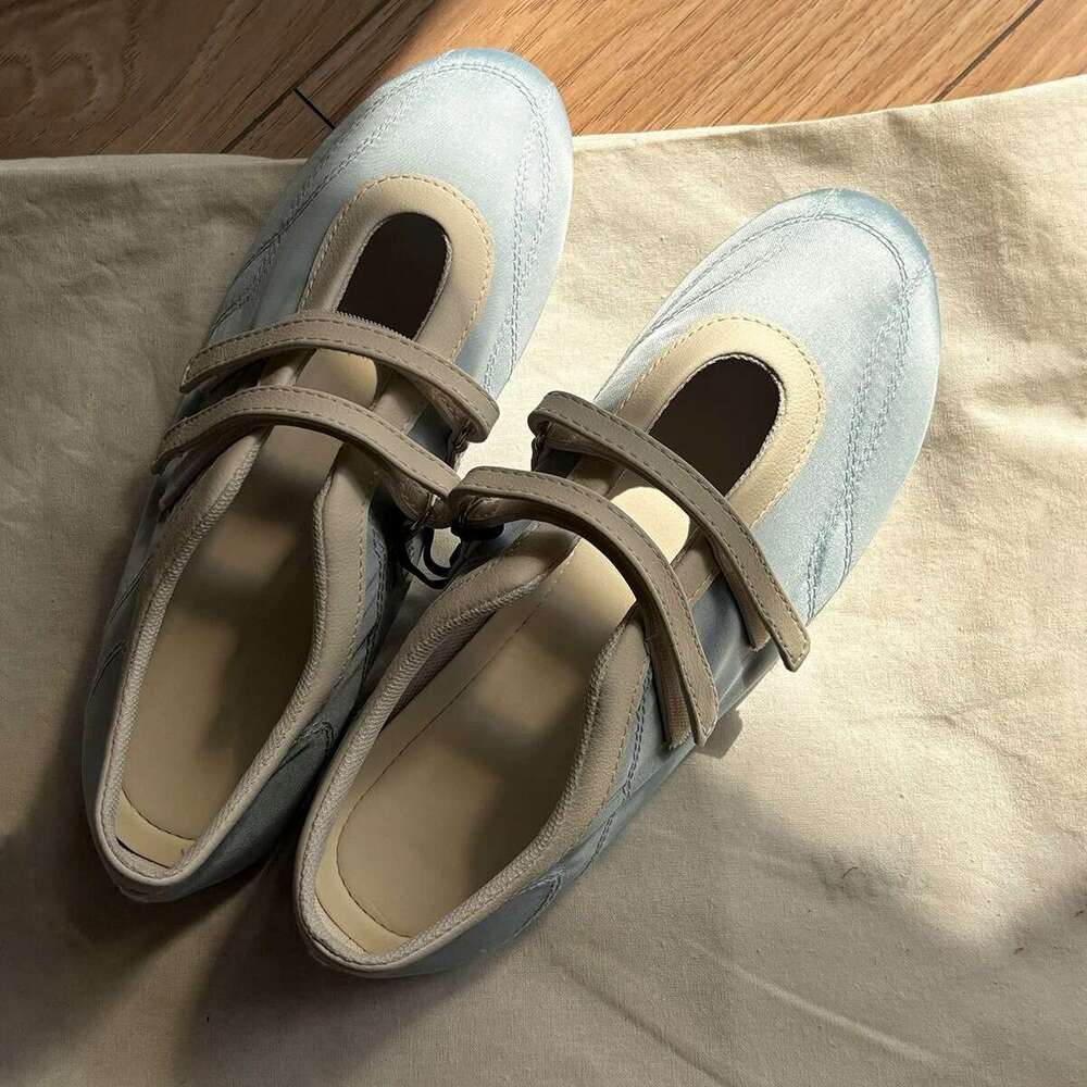 Cowhide Version ~ Round Toe Shallow Mouth Velcro Mary Jane for Women 2025 New Casual Sports Flat Shoes