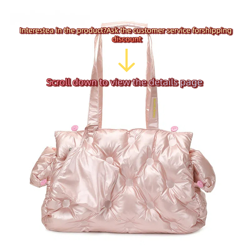 Japanese Style Luxury Puffy Pet Carrier Bag - Waterproof & Warm Dog Cat Handbag with Detachable Inner Mesh Bag