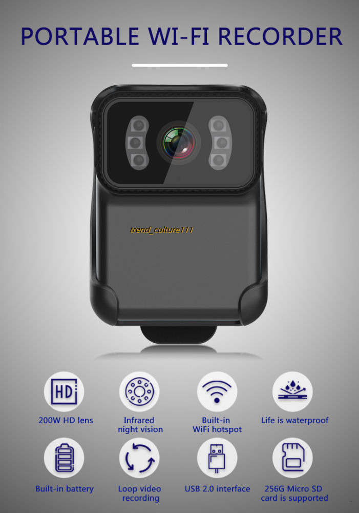 1080P HD Portable Body Action Camera WiFi DV Camcorder Loop Recording Support TF Card Night Vision Cam MP4 Video