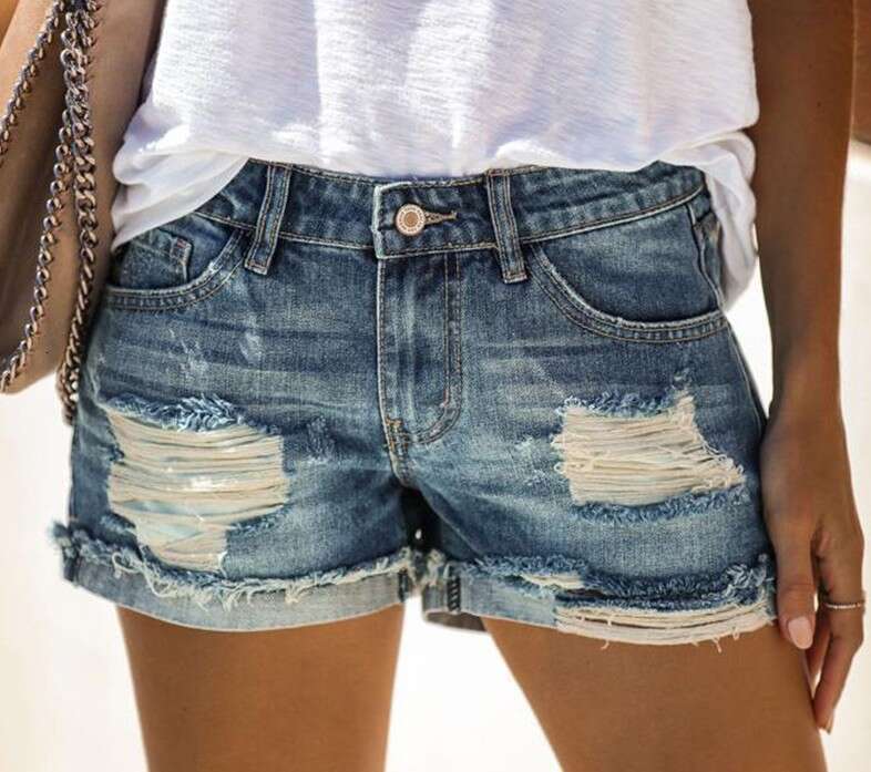 Shorts Women Denim Shorts Summer High Waist Ripped Washed Denim Shorts Women Hot Pants Jean Shorts