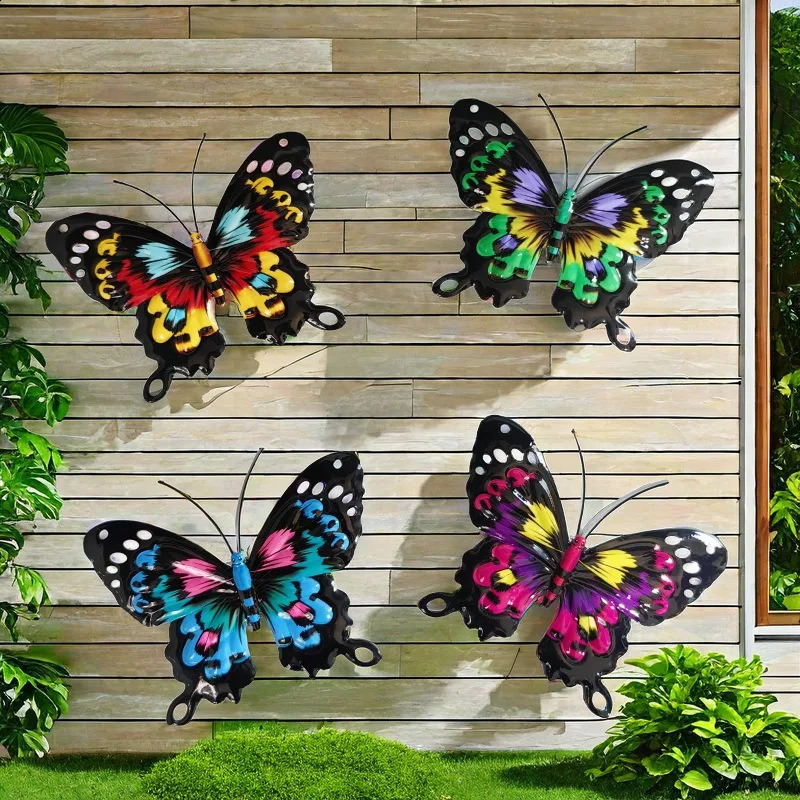 4pcsset Iron Metal Butterfly Wall Art for Outdoor Fence Garden Hanging Decor Rustproof Craft Home Decoration 250526p