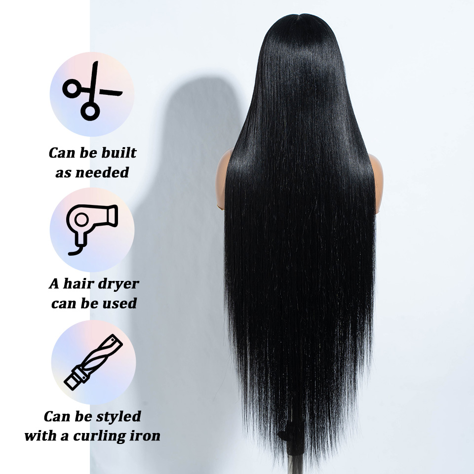 Rebecca Fashion 13*6*1 Synthetic Lace Front Wigs 38 inch Straight Long For Black Women High Temperature Fiber Middle Part Blonde Highlight Cosplay Wig