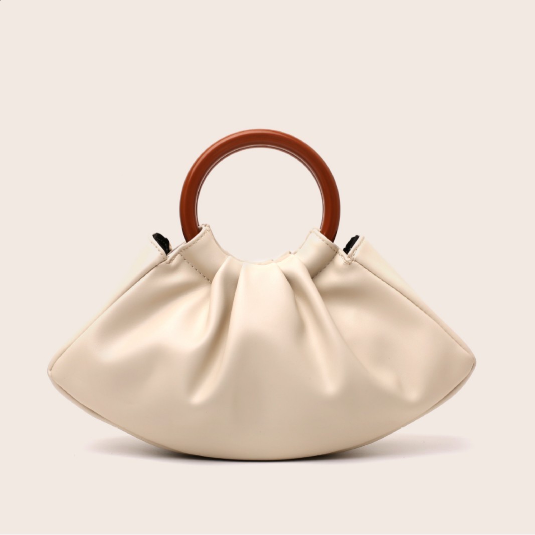 Cloud Bag for Women Fashion Pleated Small Bag Wooden Handle Simple Tote Bags for Ladies 250113