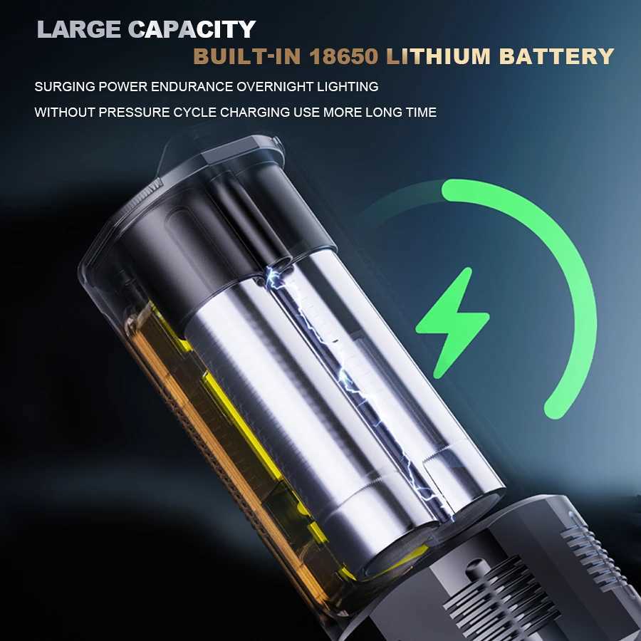 Powerful 30W LED Flashlight Built-in 18650 Battery Portable Zoom Tactical Torch Type-C Rechargeable Emergency Camping Power BankXJ250529