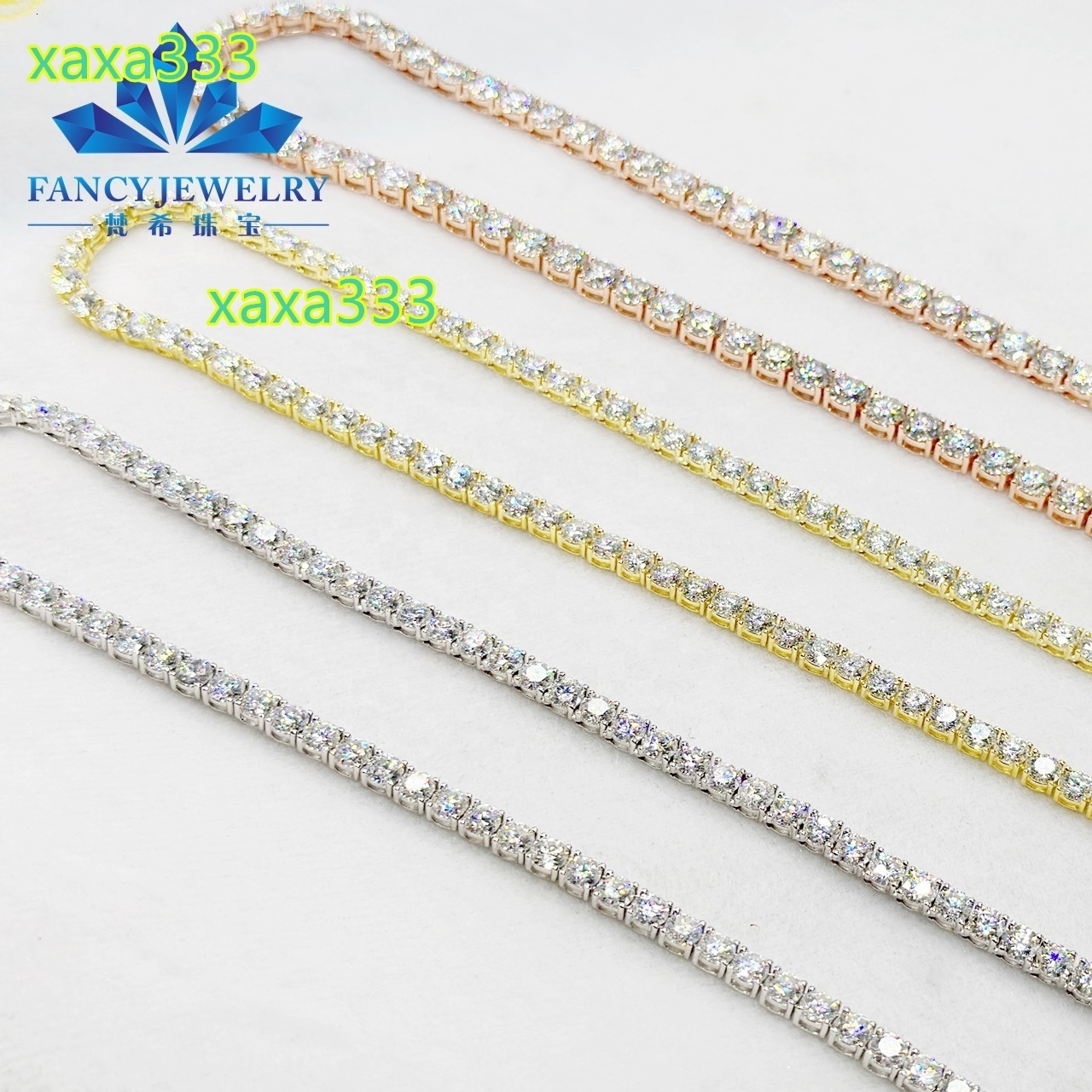 FANCY JEW D VVS1 Diamond Long Chain 925 Sterling Silver Plated K Gold GRA Moissanite Tennis Necklace for Hip Hop Men