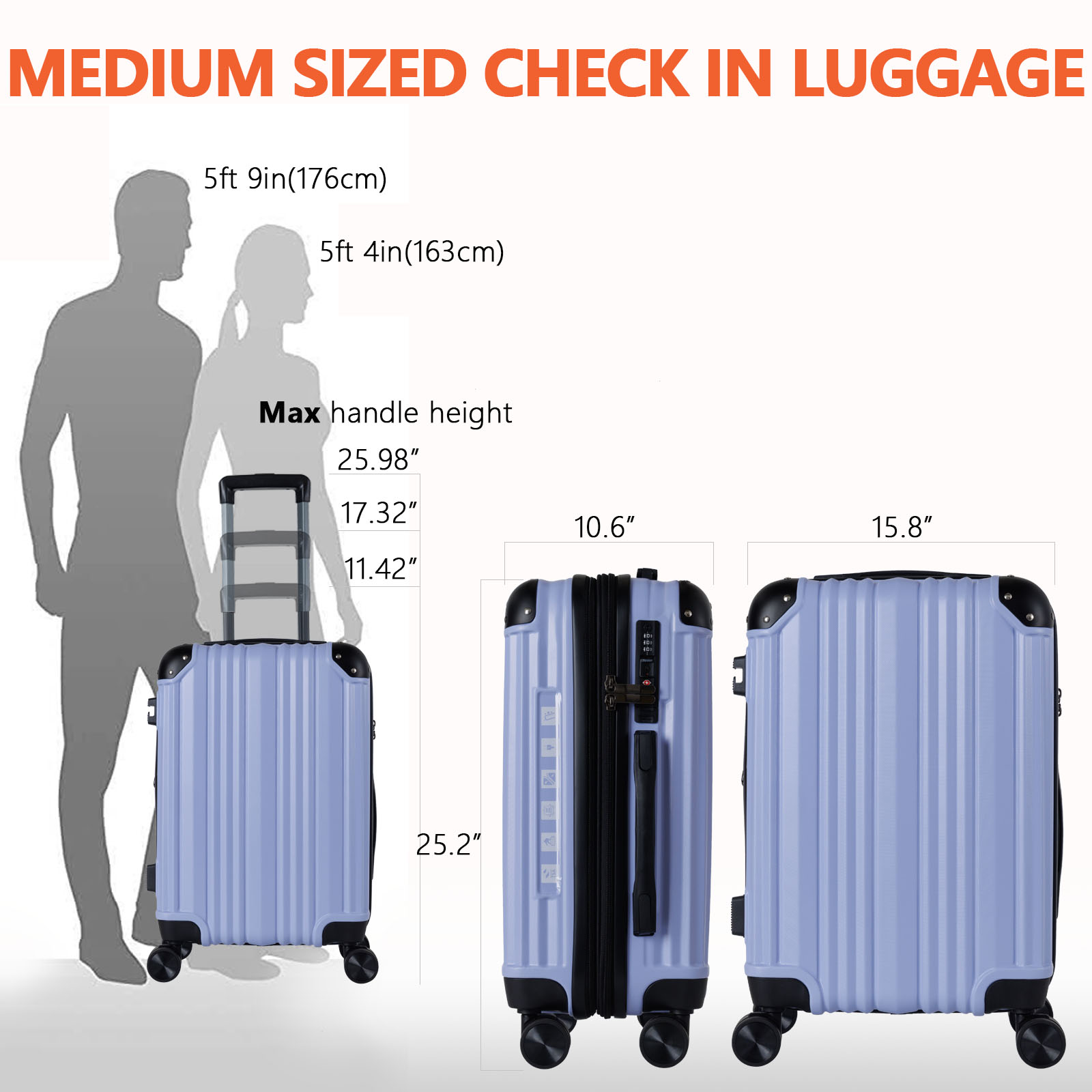 24" Expandable Carry-On Suitcase with TSA Lock - ABS Luggage w/Corner Protectors for Business Travel & Vacation, 24 Inch Lightweight Spinner Lugg