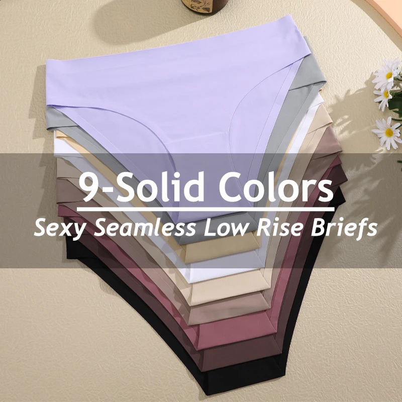 3PCSSet Women Sexy Panties Seamless No Trace Underwear Low Rise Briefs 9 Solid Colors Breathable Intimates Lingerie Ultra Thin 250526