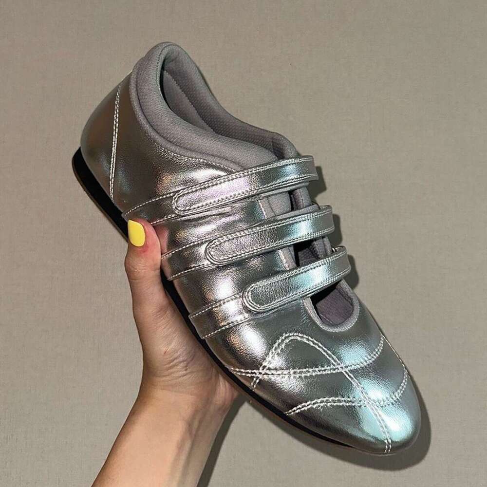 Cowhide Version ~ Korean Style Casual Sneakers with Velcro Flat Training for Women 2025 New Mary Jane Agan Shoes