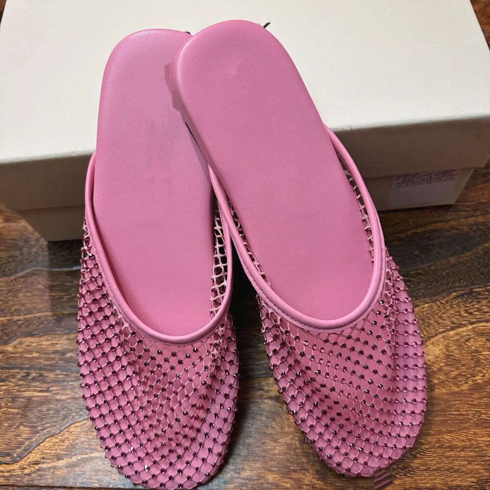 Sheepskin Version ~ French Niche Fishnet Cap Half Slippers for Women 2025 New Summer Outdoor Flat Round Toe Sandals
