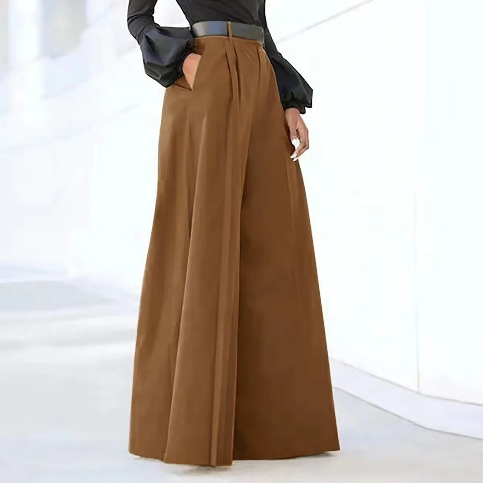 Women Fashion Palazzo Pants Cotton Linen Comfy Baggy Trousers Super Wide Floor Length Pants Women Clothing Pantalones De Mujer 250529Z