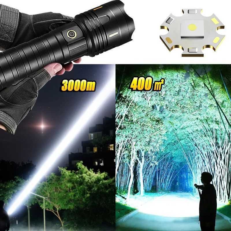High Power.1000000LM Flashlight Rechargeable Strong Light Super Bright Lamp 1000mAh Military Tactical Lantern Camp Outdoor TorchXJ250529
