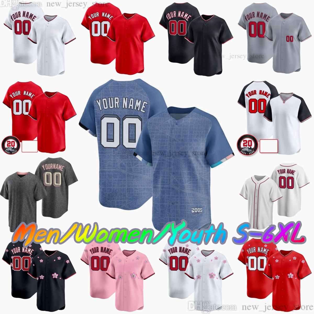 Custom S-6XL New 5 CJ Abrams Baseball Jersey 29 James Wood 1 MacKenzie Gore 3 Dylan Crews 46 Patrick Corbin 13 Amed Rosario 67 Kyle Finnegan 8 Jose Tena Stitched Jerseys