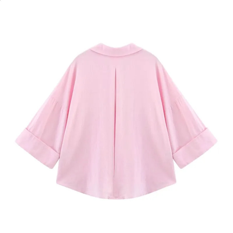 HipSeam Wide Sleeved Shirt Women Spring Asymmetric Hem Button Womens Shirts Simple Lady Johnny Collar Linen Shirts Blouses 250529Z