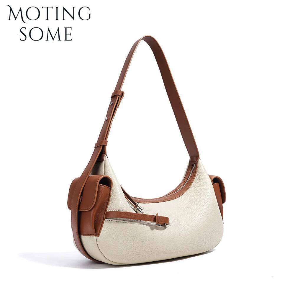 Motingsome Woman Hobos Bags Genuine Leather 2025 New Crossbody Shoulder First-Layer Satchel Cowhide Bag