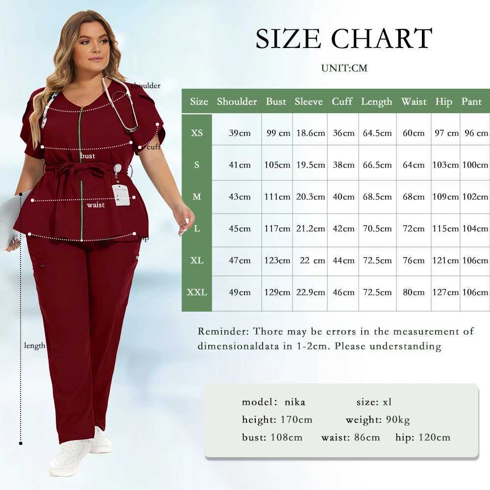 Spa Uniform Womens Manicurist Beautician Red Work Uniform High-quality Scrubs Sets Breathable Health Care Pharmacy Workwear Suit XJ250529