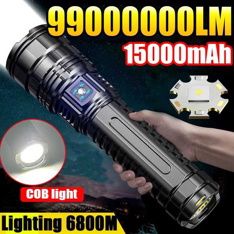 99000000LM Most Powerful Flashlight High Power LED Flashlights Rechargeable Torch Zoomable Power Display For Camping LanternXJ250529