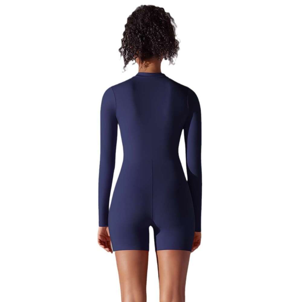 High Quality Sports Yoga Clothing Zipper Nude Long Sleeved Yoga Jumpsuit Suitable For Women's Fitness Training Dance Tight Elastic Jumpsuit Free 