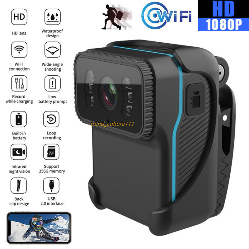 1080P HD Portable Body Action Camera WiFi DV Camcorder Loop Recording Support TF Card Night Vision Cam MP4 Video