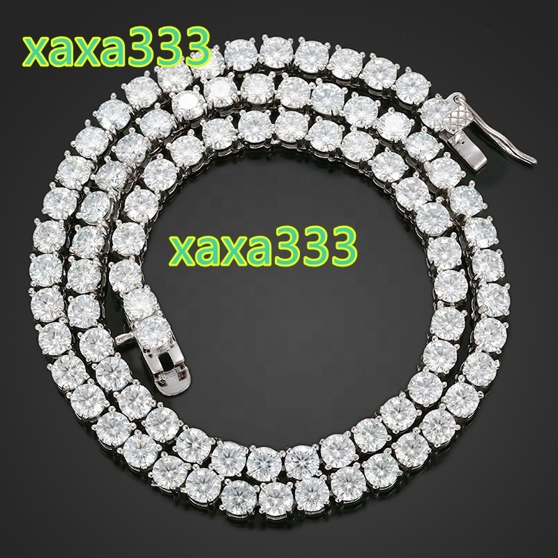 Hip Hop 2mm 3mm 4mm Moissanite Tennis Chain Unisex Yellow Gold Plated 925 Sterling Silver Tennis Bracelet VVS Moissanite Link